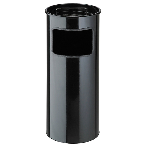 Abfallbehälter mit Aschenbecher - schwarz 30 l.
