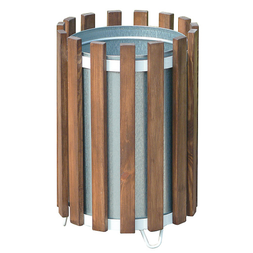 Abfallbehälter aussen Holz - rund 45 l.