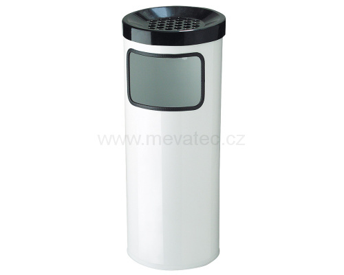 Abfallbehälter mit Aschenbecher - weiß 30 l.
