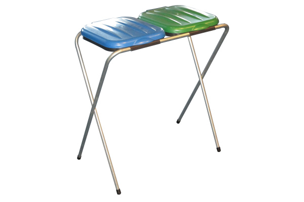 Dvojstojan na pytel s plast. víky modrozelený