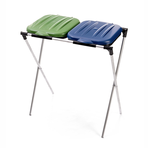 Doppelter Sackständer mit Kunststoffdeckeln - blau-grün