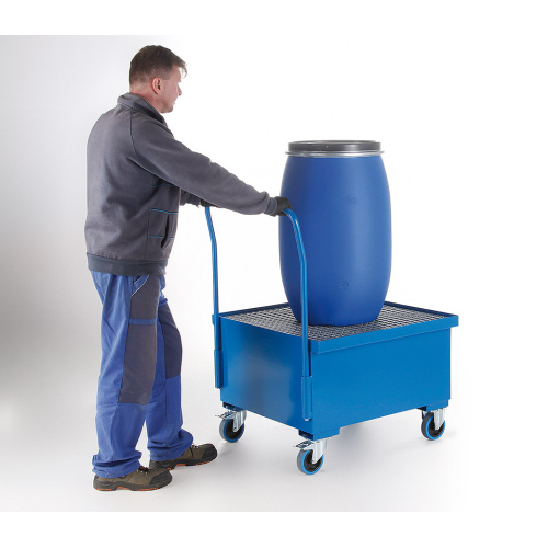 Fahrbare Auffangwanne für ein Fass, lackiert